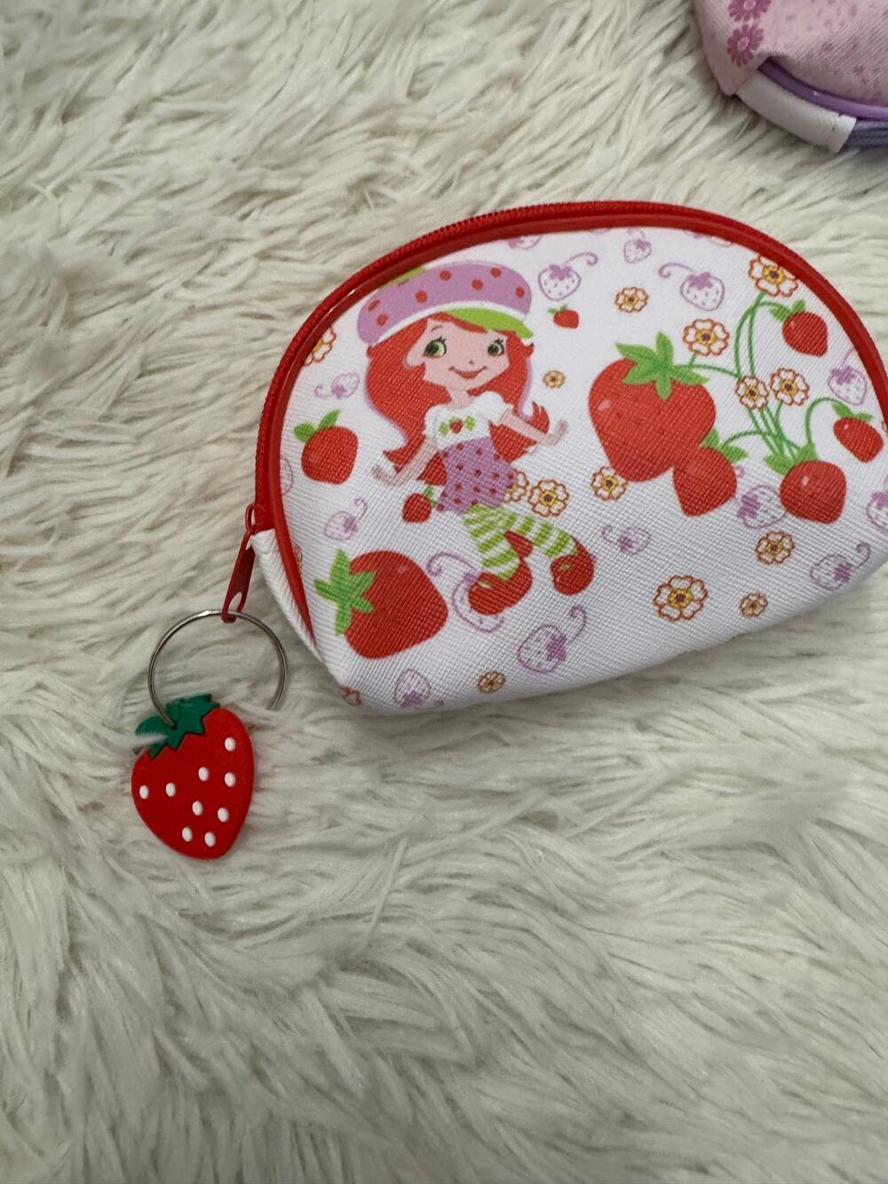 Shortcake coin purse keychain with strawberry charm super cute